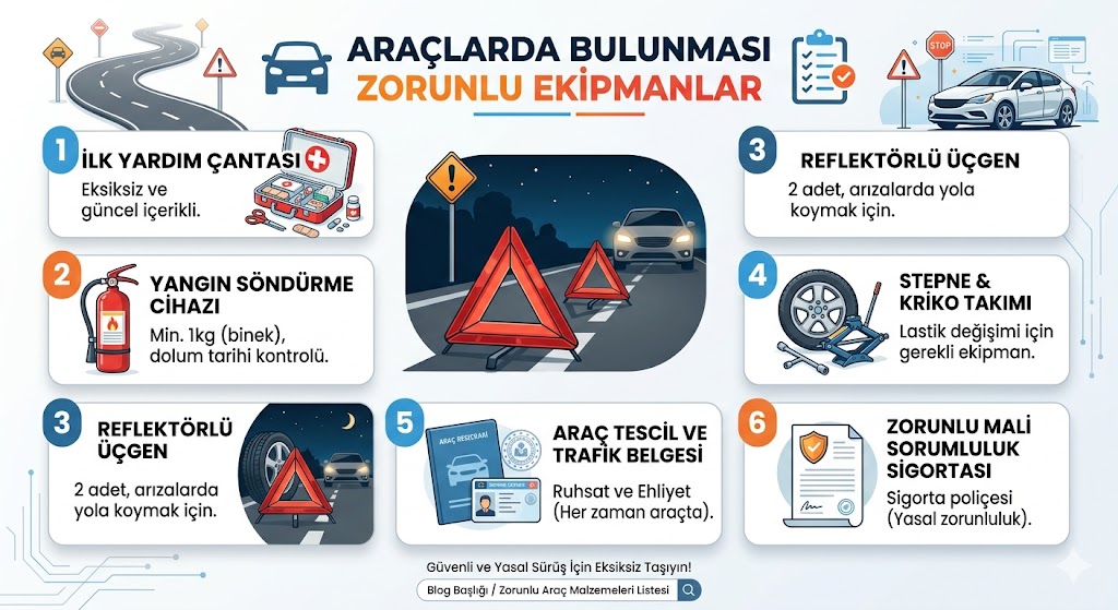 otomobilde bulundurulması gereken aletler